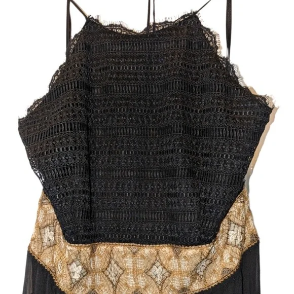 White House Black Market maxi halter dress , open half back eyelet dress. - Picture 4 of 9